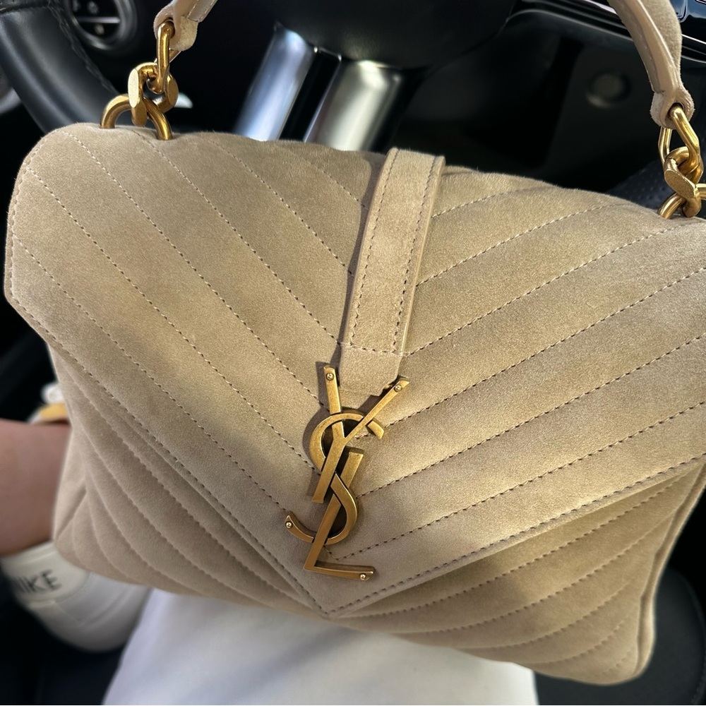 Yves Saint Laurent College Bag in Matte Gold